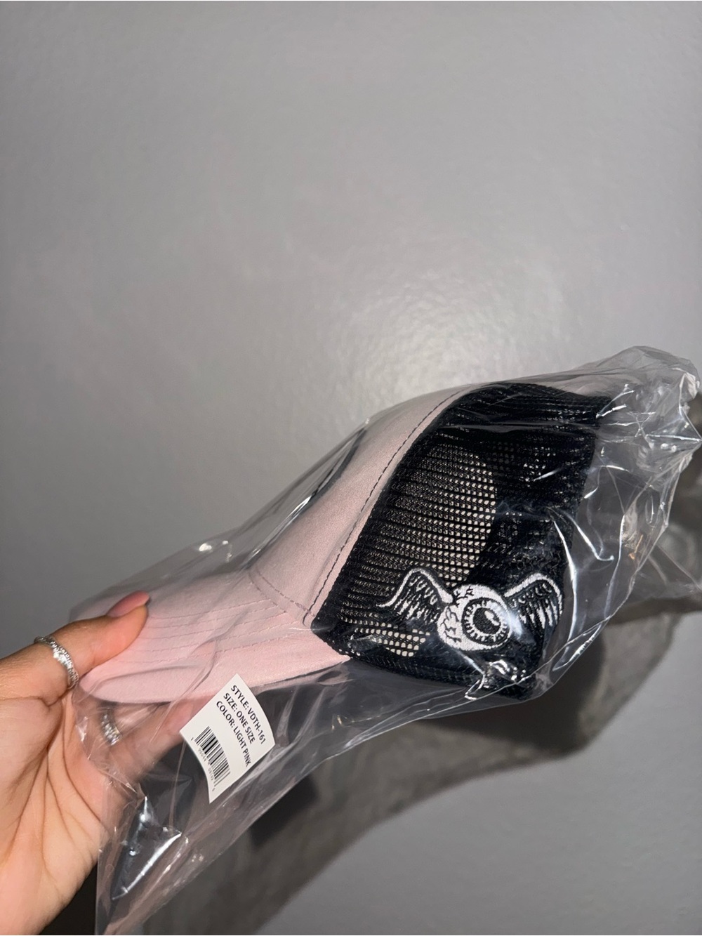 Von Dutch Pale Pink and Black Logo Cap - Picture 2 of 2